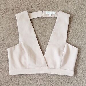 ANGL Womens Cream Plunge Bralette - Size Large
